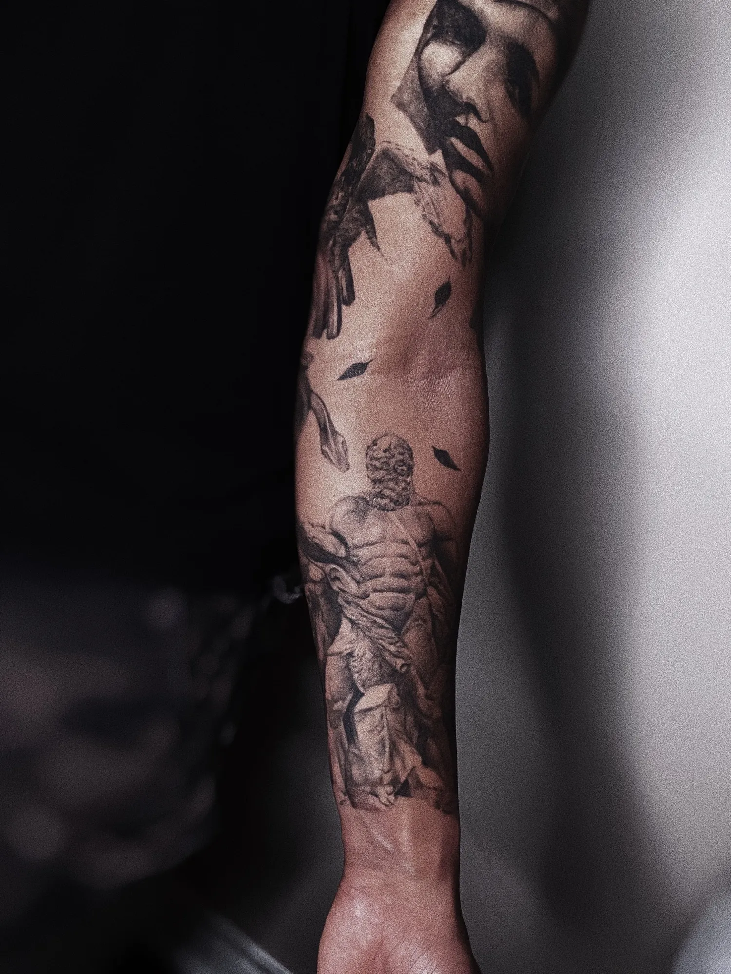 Atlas — Black & grey realism tattoo, Forearm, by Yiwu Duan, Toronto