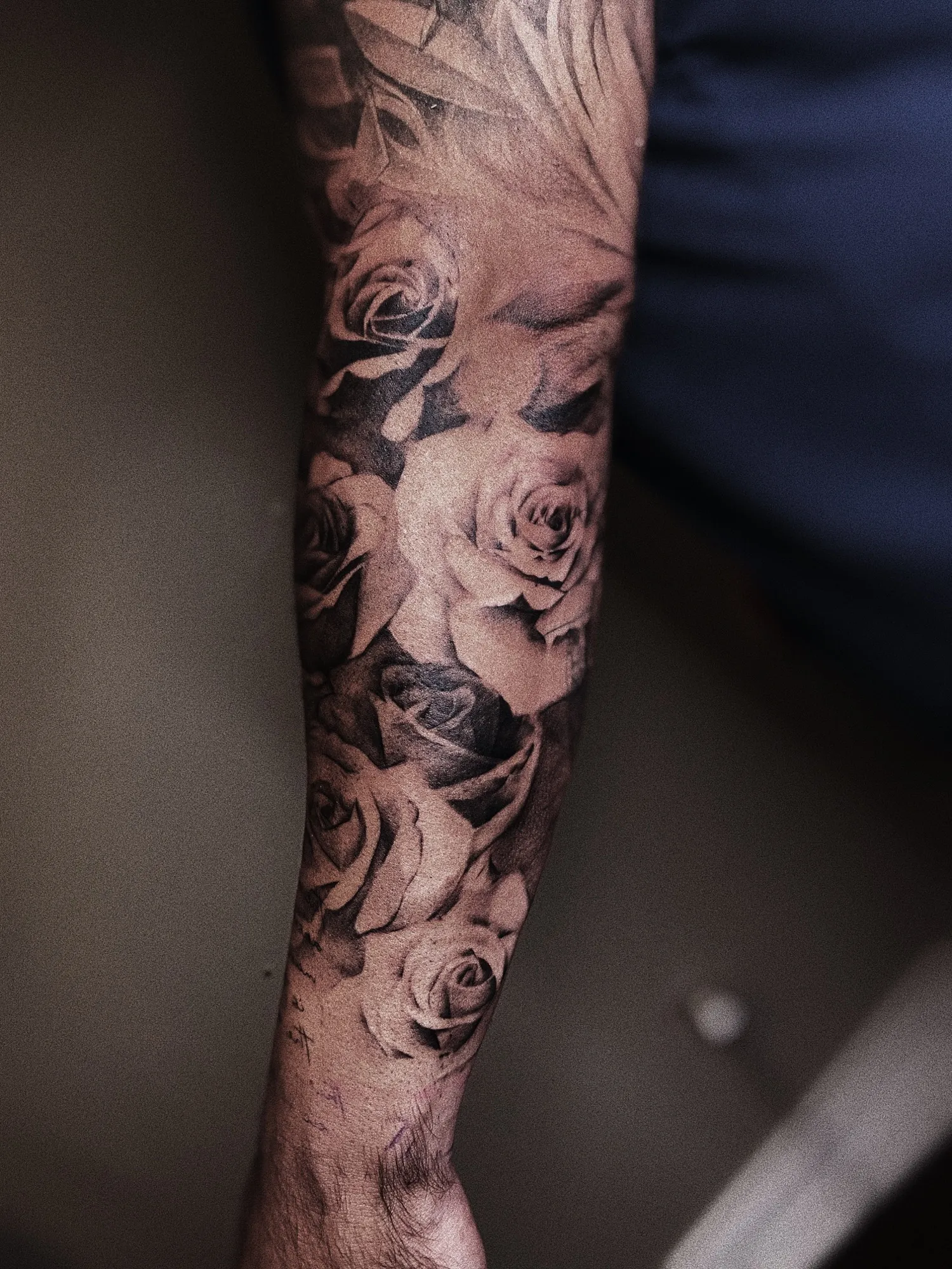Roses — Black & grey tattoo, Forearm, by Yiwu Duan, Toronto