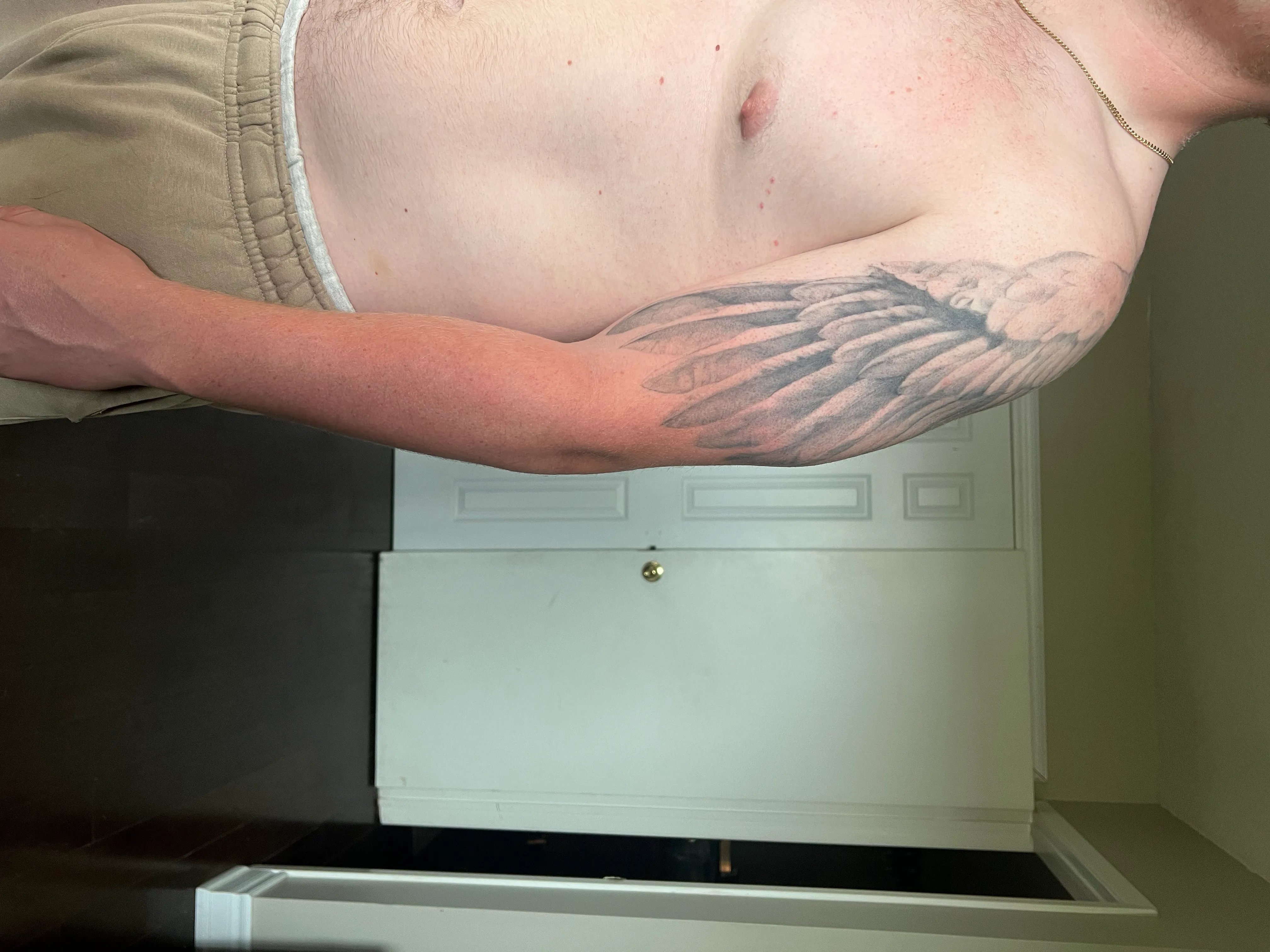 Wing — Black & grey, soft shading tattoo, Chest & shoulder, by Yiwu Duan, Toronto